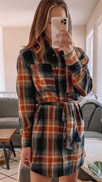 1  L left❤New plaid shirt dress - Picture 11 of 17